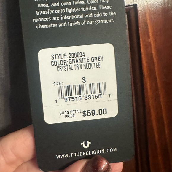 True Religion Crystal Grey V-Neck Tee - Picture 2 of 4